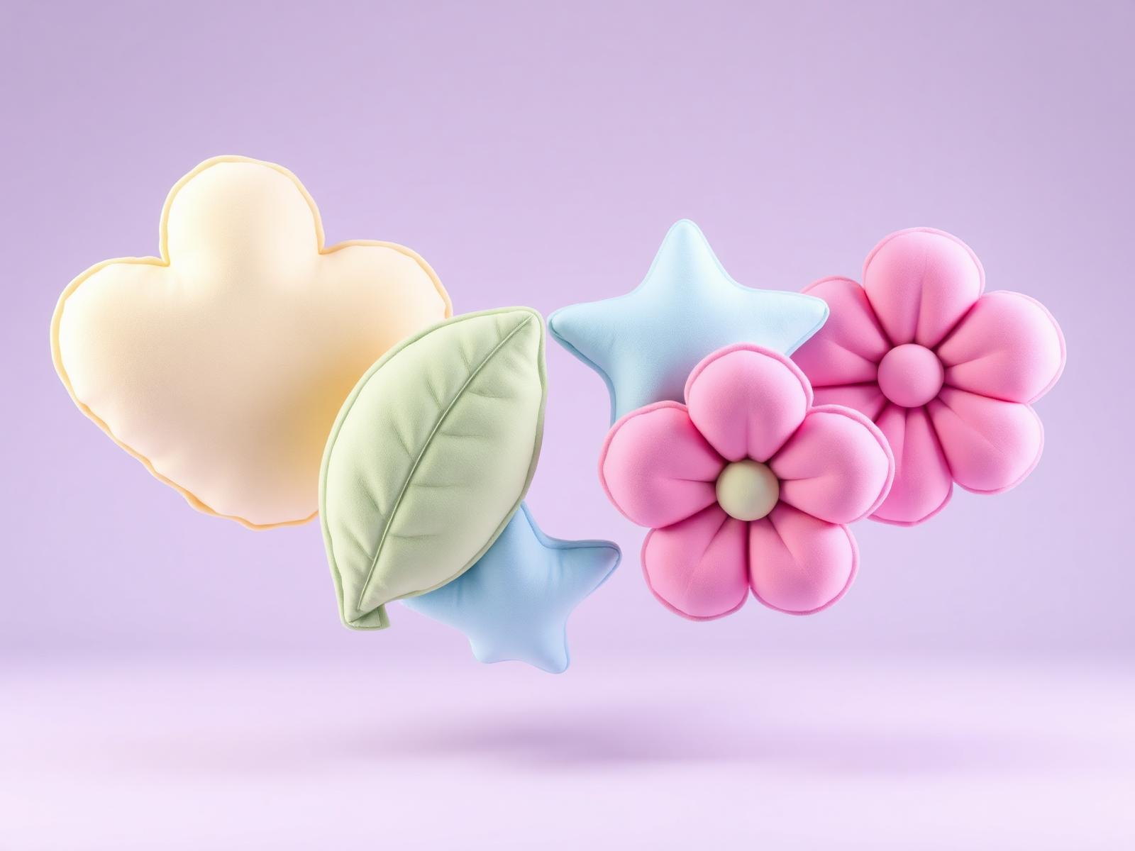 Plush 3D pastel wellness shapes
